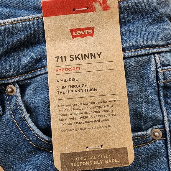 NWT Levi's 711 Skinny Jeans Mid Rise 29 Blue Y2K - Picture 3 of 6